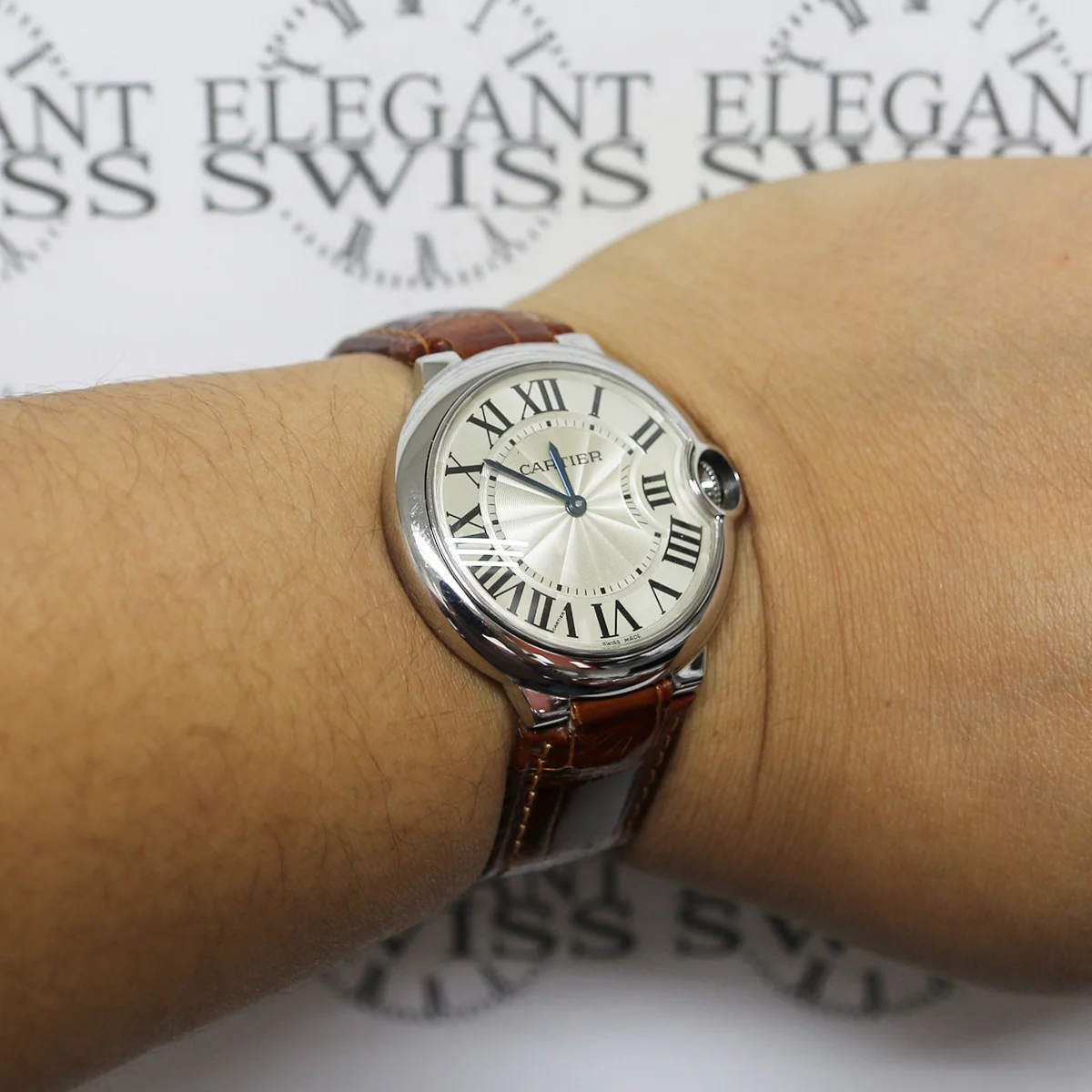 Cartier Ballon Bleu Silver Roman Dial Stainless Steel 36mm Watch Box Papers - Image 3