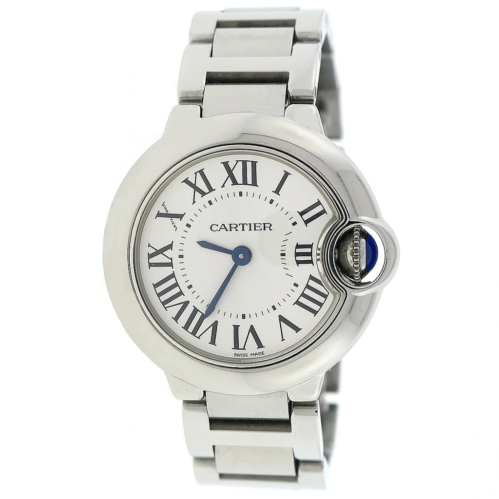 Cartier Ballon Bleu Small Silver Roman Dial 29MM Stainless Steel Ladies Watch W69010Z4