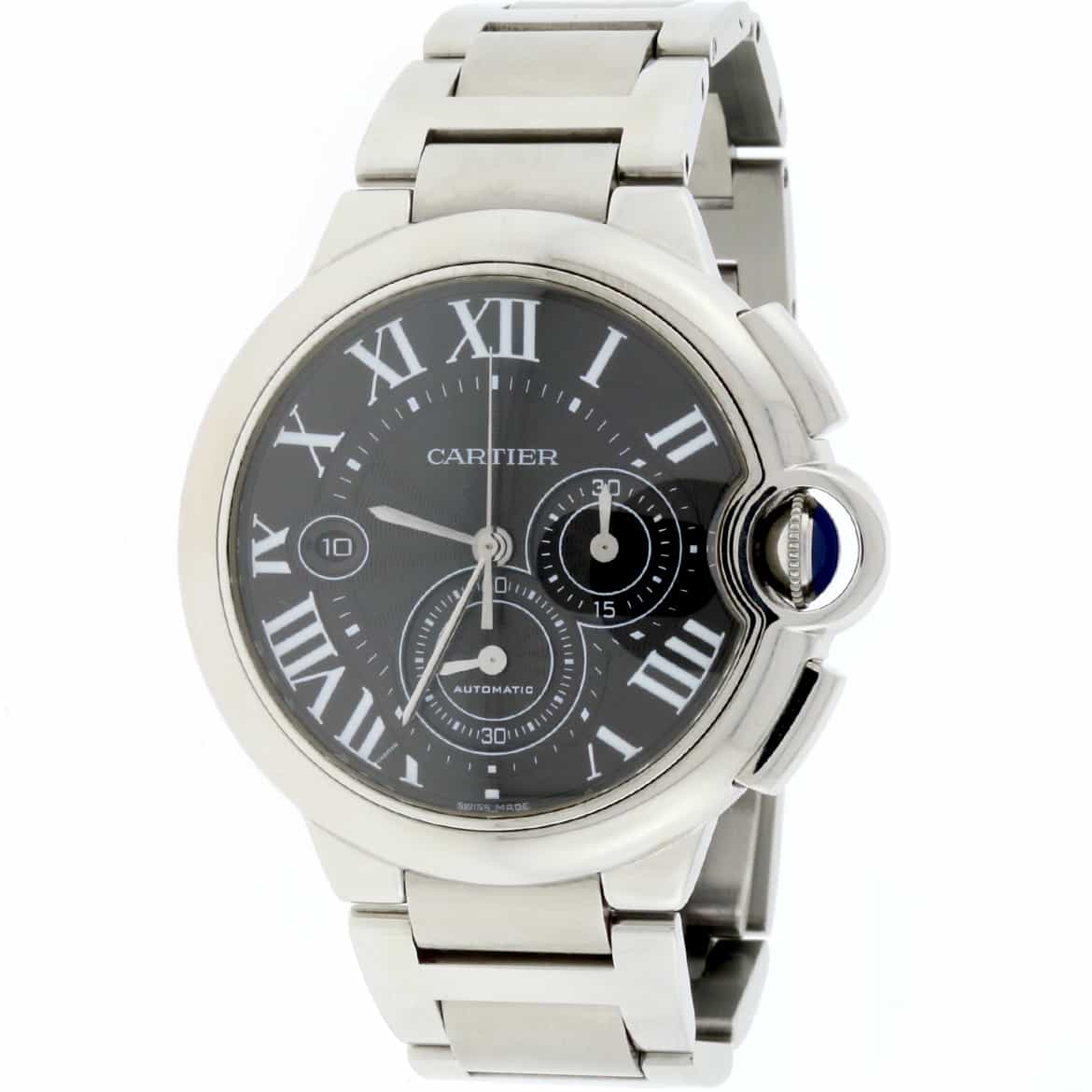 Cartier Ballon Bleu XL Chronograph Black Roman Dial 44MM Automatic Stainless Steel Mens Watch W6920077