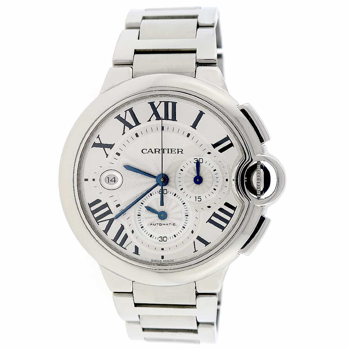 Cartier Ballon Bleu XL Chronograph Silver Dial 44MM Automatic Stainless Steel Mens Watch W6920076