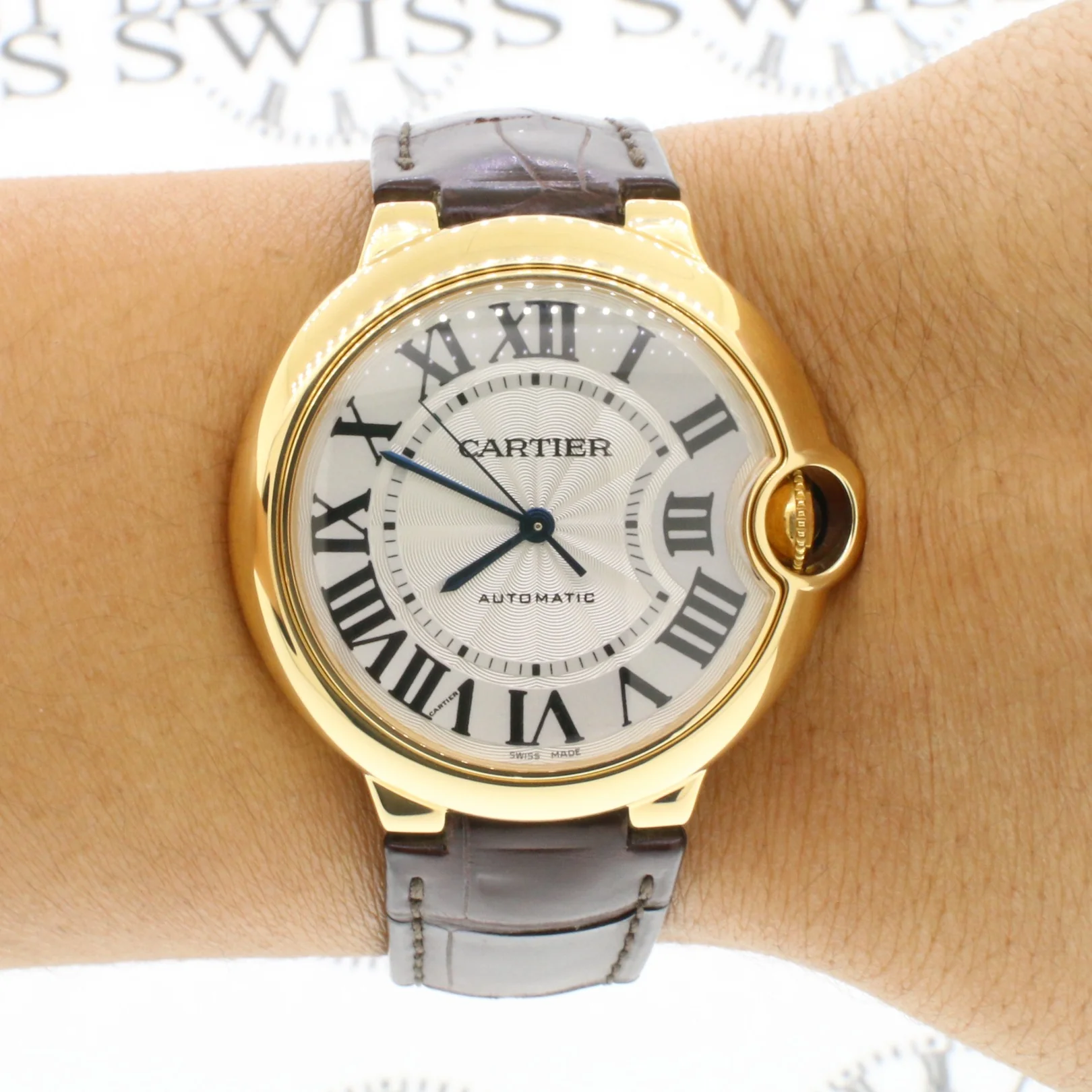 Cartier Ballon Bleu Yellow Gold 36MM Silver Roman Dial Automatic Watch W6900356 - Image 2