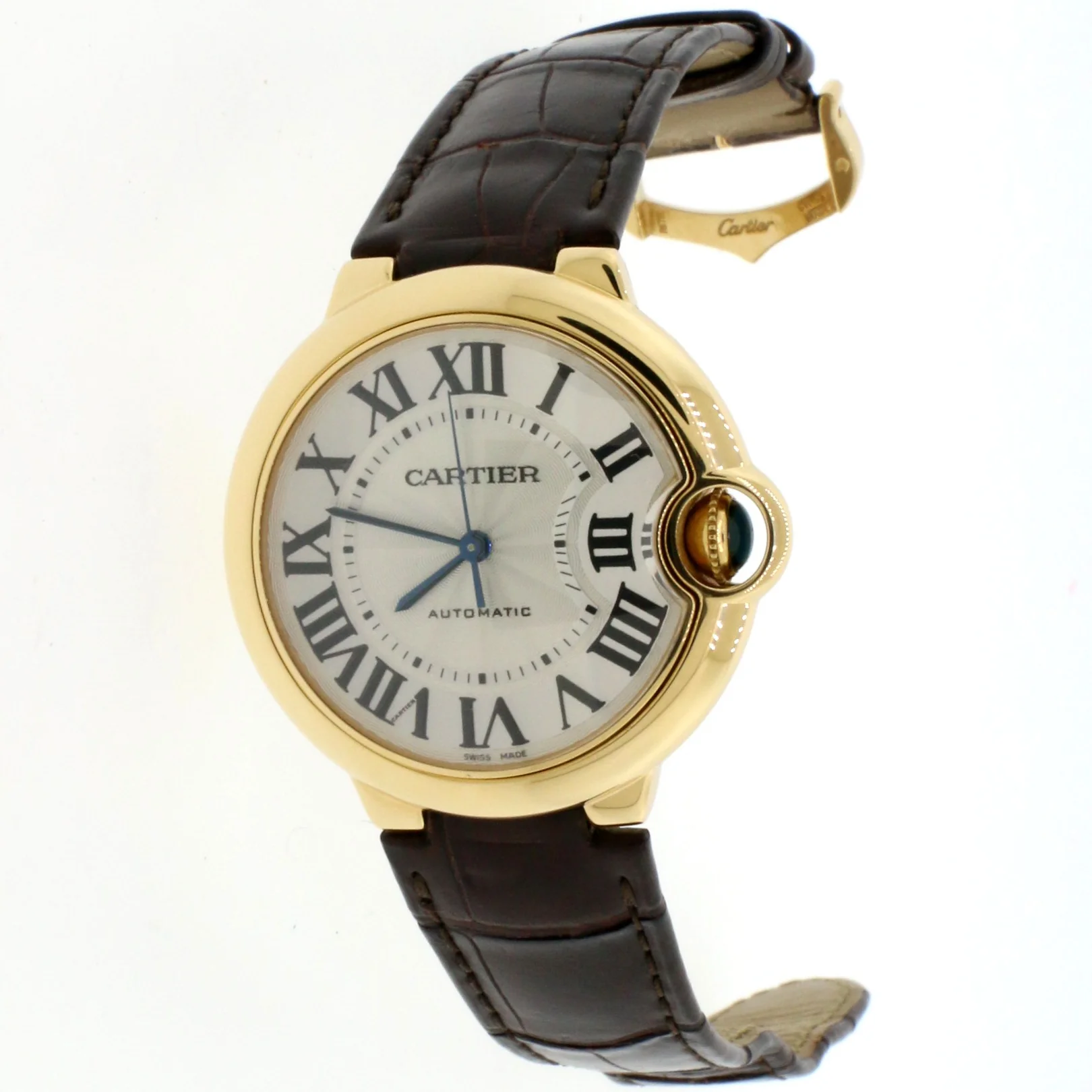 Cartier Ballon Bleu Yellow Gold 36MM Silver Roman Dial Automatic Watch W6900356 - Image 3