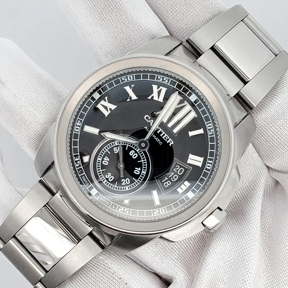 Cartier Calibre 42mm Black Roman Dial Automatic Steel Watch W7100016 Box Papers - Image 3