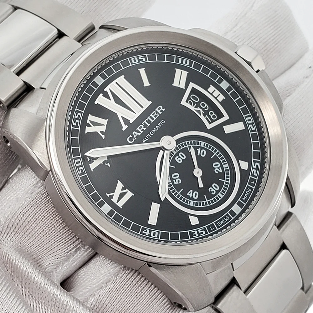 Cartier Calibre 42mm Black Roman Dial Automatic Steel Watch W7100016 Box Papers - Image 4