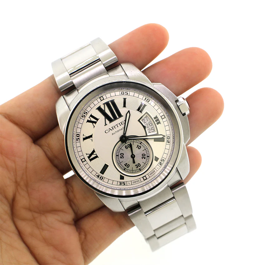 Cartier Calibre 42MM Silver Roman Dial Stainless Steel Watch - Image 5