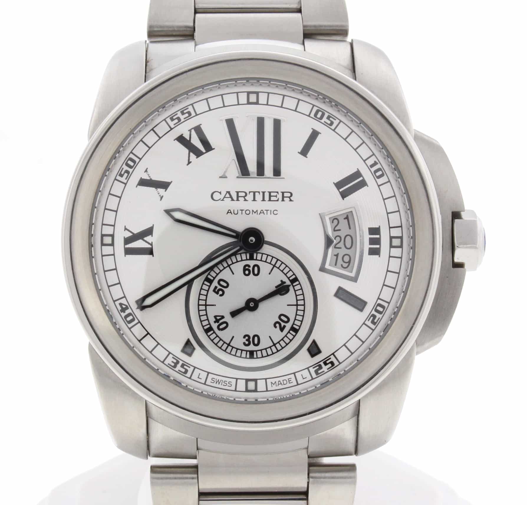 Cartier Calibre 42MM Silver Roman Dial Stainless Steel Watch W7100015
