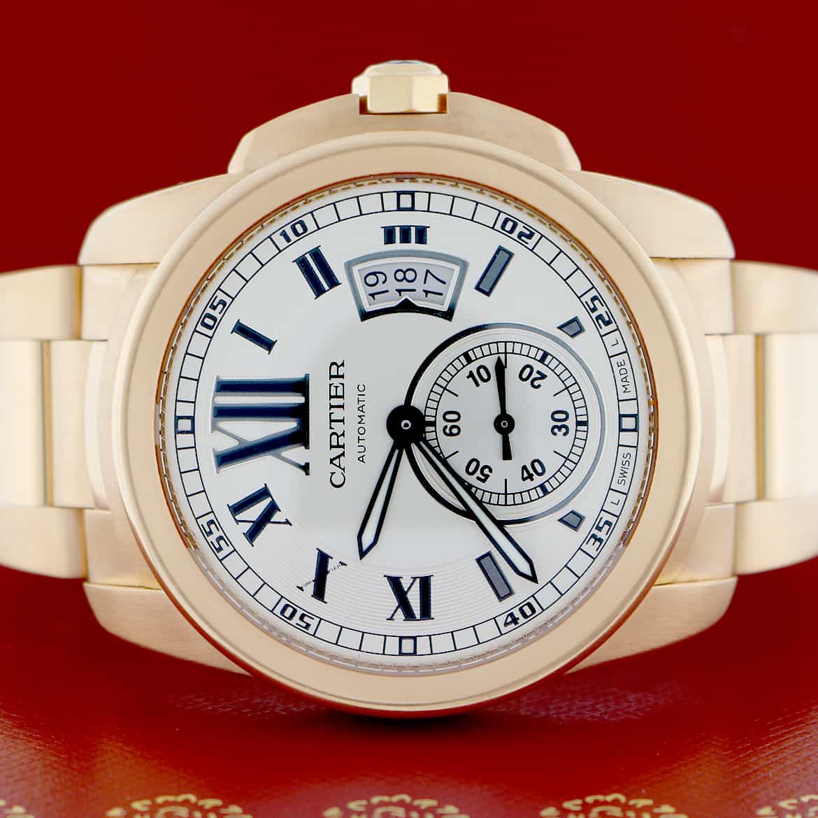 Cartier Calibre de Cartier 18K Rose Gold 42mm Silver Roman Dial Automatic Mens Watch W7100018 - Image 2
