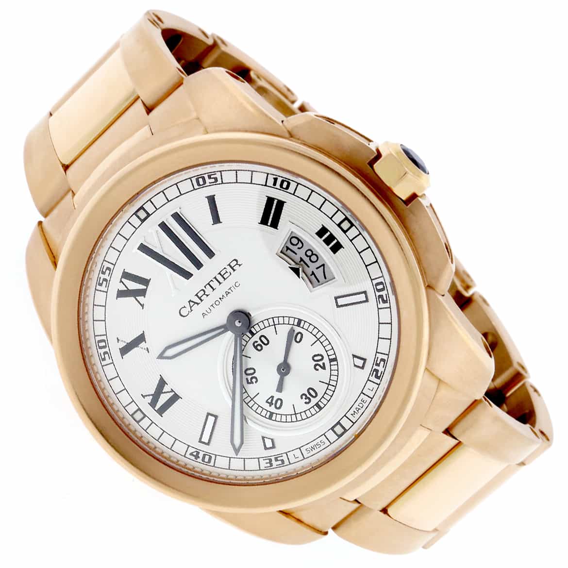 Cartier Calibre de Cartier 18K Rose Gold 42mm Silver Roman Dial Automatic Mens Watch W7100018 - Image 3