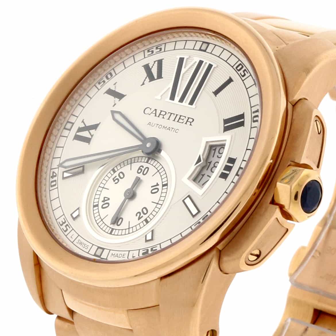 Cartier Calibre de Cartier 18K Rose Gold 42mm Silver Roman Dial Automatic Mens Watch W7100018 - Image 4