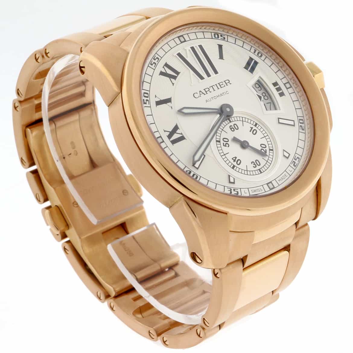 Cartier Calibre de Cartier 18K Rose Gold 42mm Silver Roman Dial Automatic Mens Watch W7100018 - Image 6