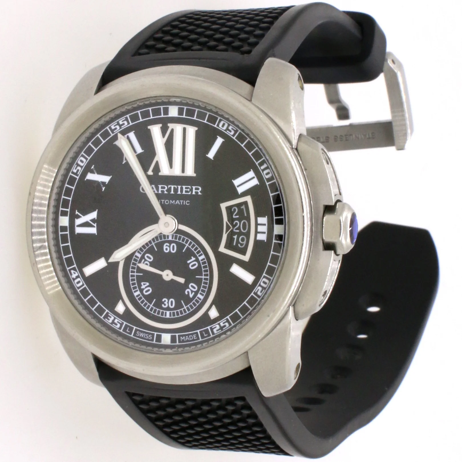 Cartier Calibre de Cartier 42mm Stainless Steel Watch w/Rubber Strap W7100041