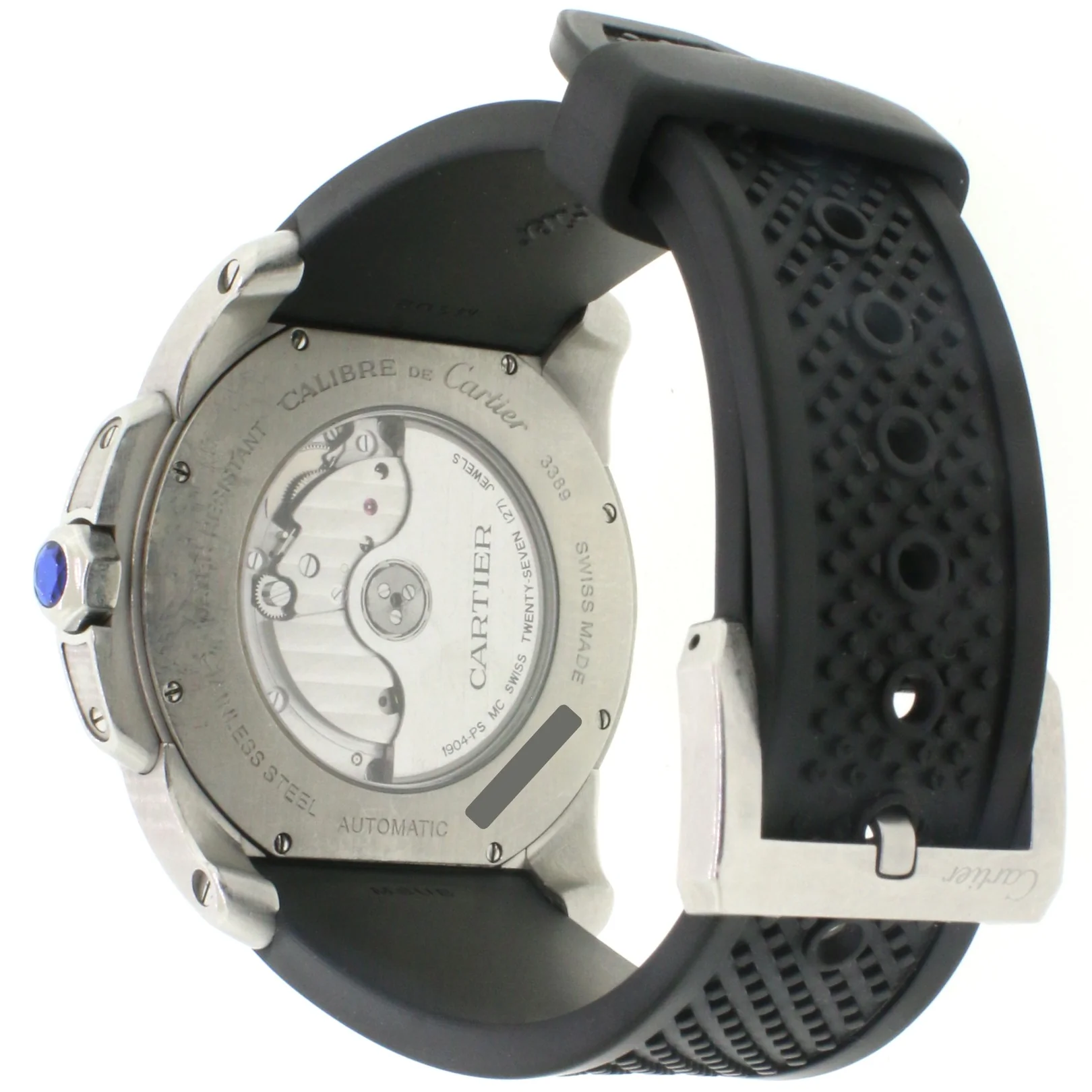 Cartier Calibre de Cartier 42mm Stainless Steel Watch w/Rubber Strap W7100041 - Image 4