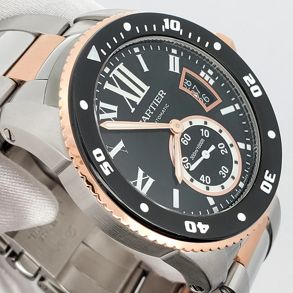 Cartier Calibre de Cartier Diver 42mm Black Roman Dial Rose Gold/Steel Watch W7100054 3729 - Image 2