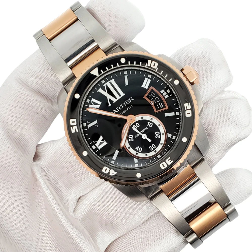 Cartier Calibre de Cartier Diver 42mm Black Roman Dial Rose Gold/Steel Watch W7100054 3729 - Image 3