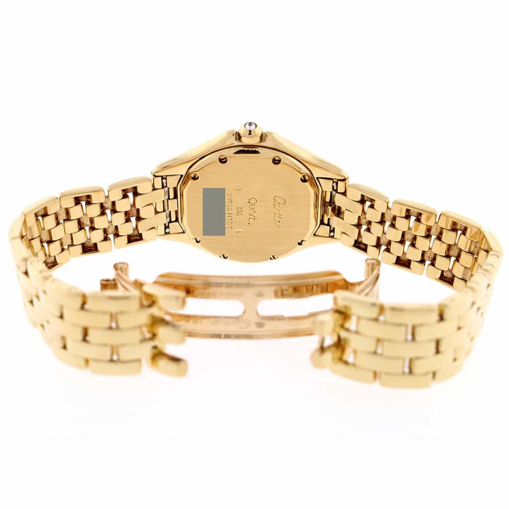 Cartier Cougar Date 18K Yellow Gold Original Diamond Bezel Silver Roman Dial 26MM Ladies Watch 887907 - Image 6
