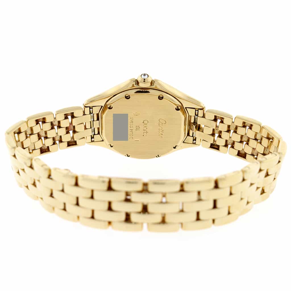 Cartier Cougar Date 18K Yellow Gold Original Diamond Bezel Silver Roman Dial 26MM Ladies Watch 887907 - Image 7