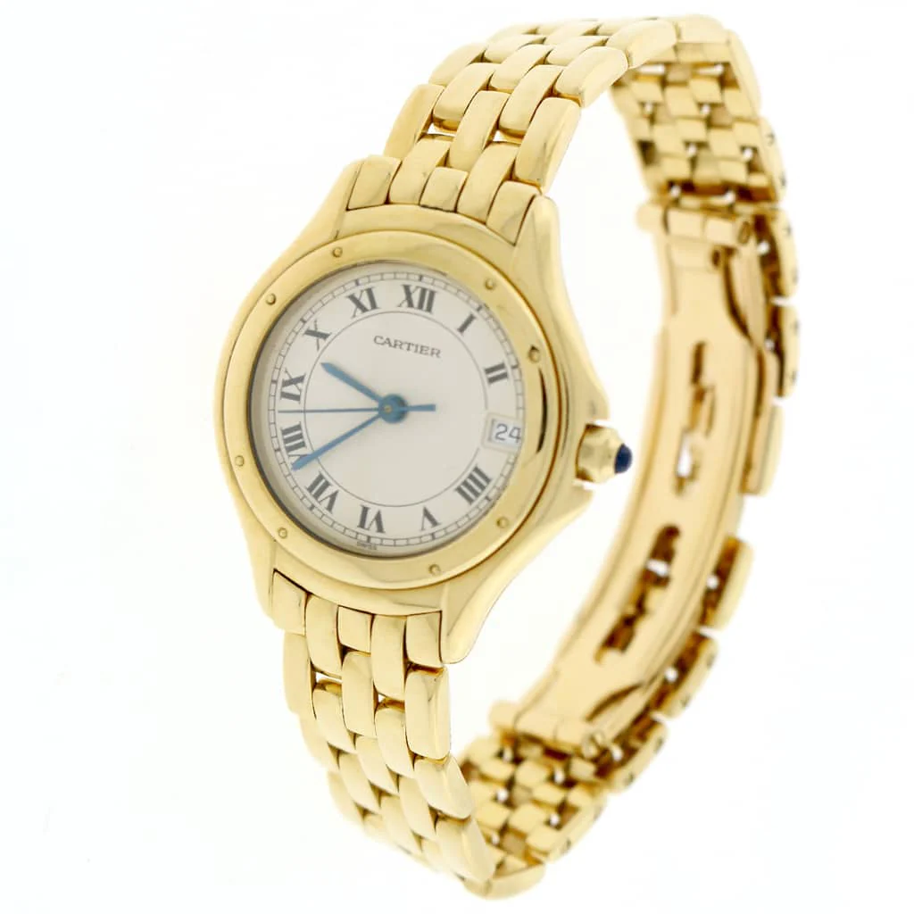 Cartier Cougar Date 18K Yellow Gold Original Roman Dial 26MM Ladies Watch 887906 - Image 3