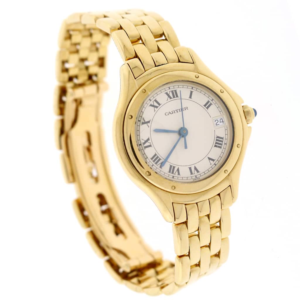 Cartier Cougar Date 18K Yellow Gold Original Roman Dial 26MM Ladies Watch 887906 - Image 4
