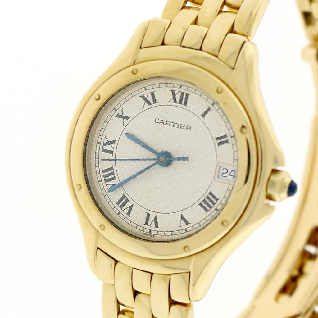 Cartier Cougar Date 18K Yellow Gold Original Roman Dial 26MM Ladies Watch 887906 - Image 5