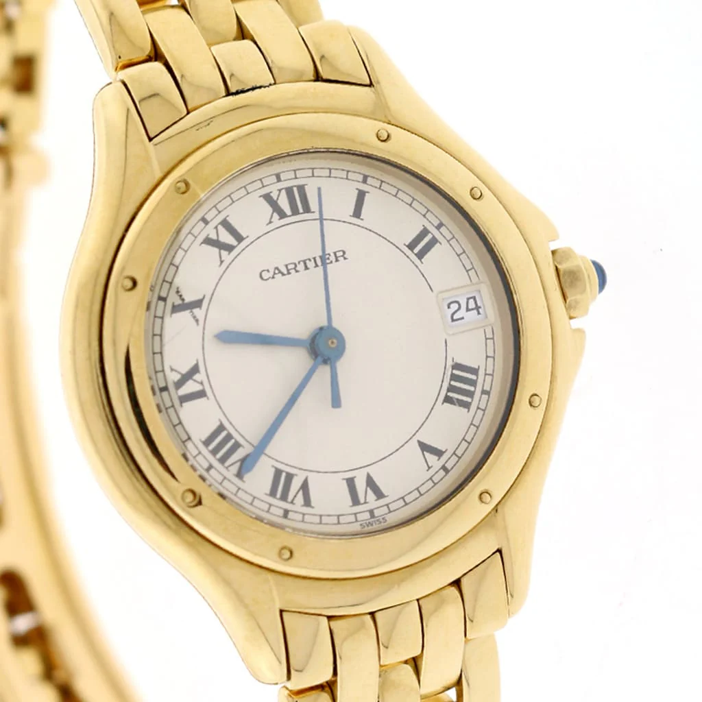 Cartier Cougar Date 18K Yellow Gold Original Roman Dial 26MM Ladies Watch 887906 - Image 6