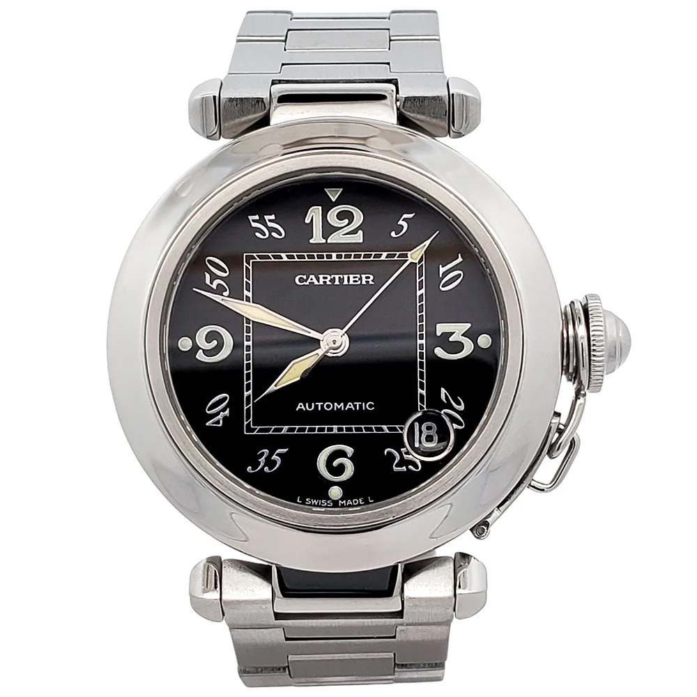 Cartier de Pasha C 35mm Black Arabic Dial Steel Watch 2324 W31043M7 - Image 4