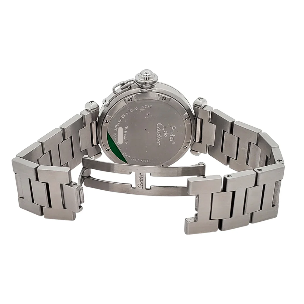 Cartier de Pasha C 35mm Black Arabic Dial Steel Watch 2324 W31043M7 - Image 7