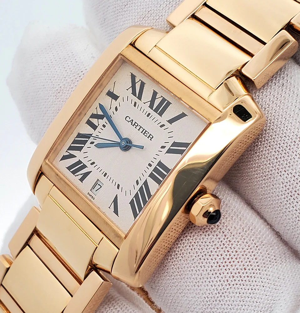 Cartier Large Tank Francaise 18k Yellow Gold Automatic 28mm Watch 1840 W50001R2 - Image 3
