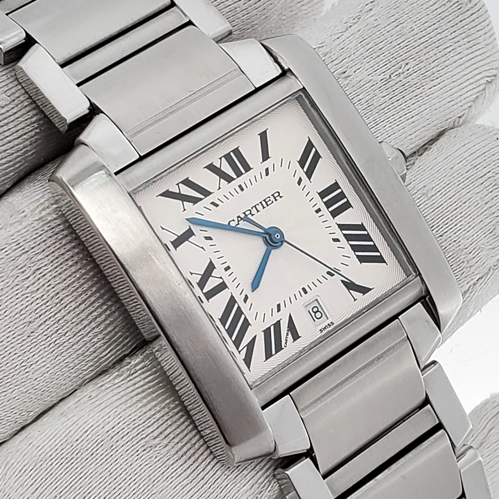 Cartier Large Tank Francaise 28mm Silver Roman Steel Watch 2302 W51002Q3 - Image 2
