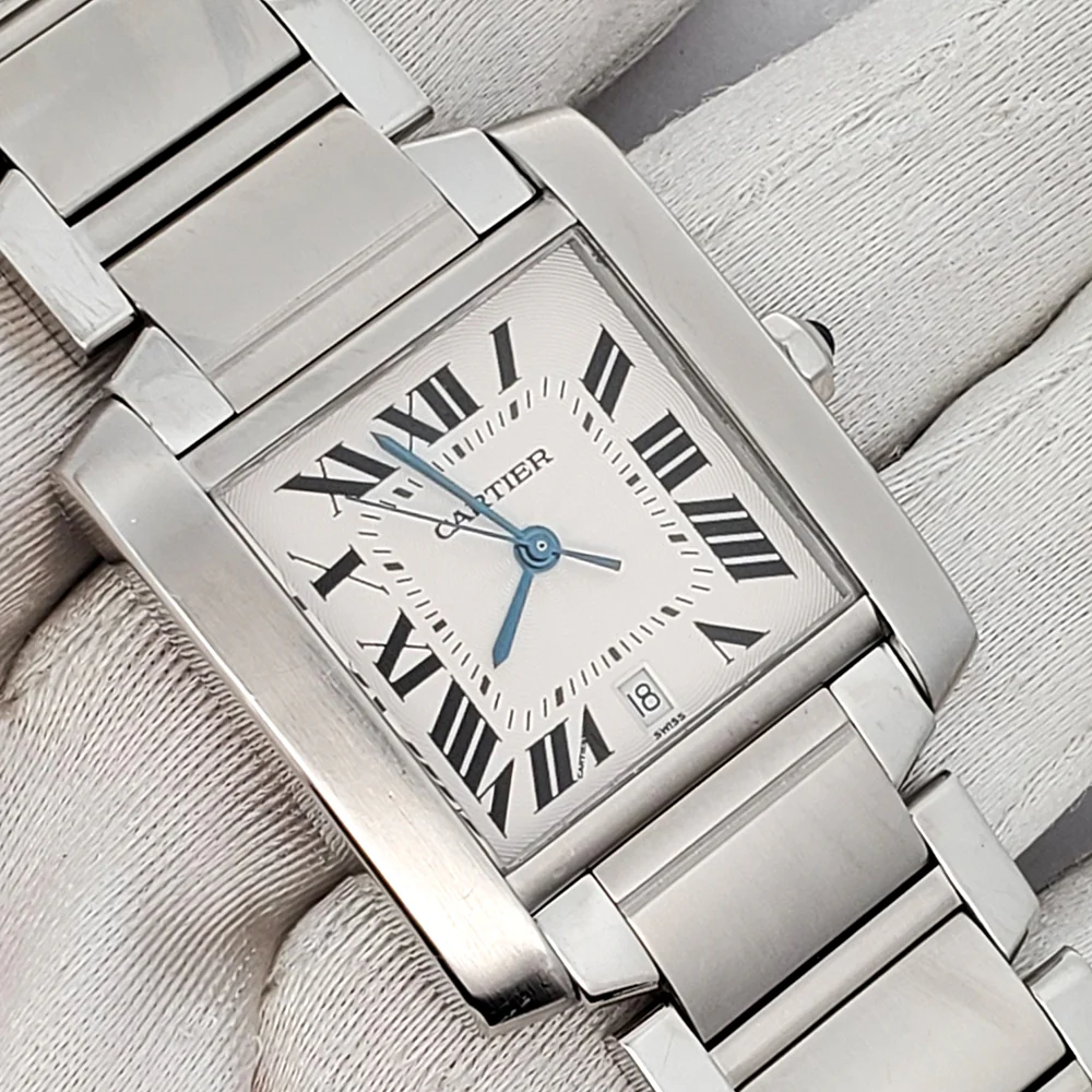 Cartier Large Tank Francaise 28mm Silver Roman Steel Watch 2302 W51002Q3 - Image 3