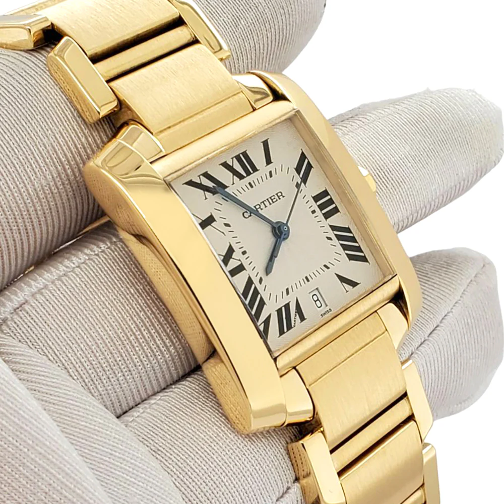 Cartier Large Tank Francaise 28MM Yellow Gold Roman Dial Watch 1840 - Image 2