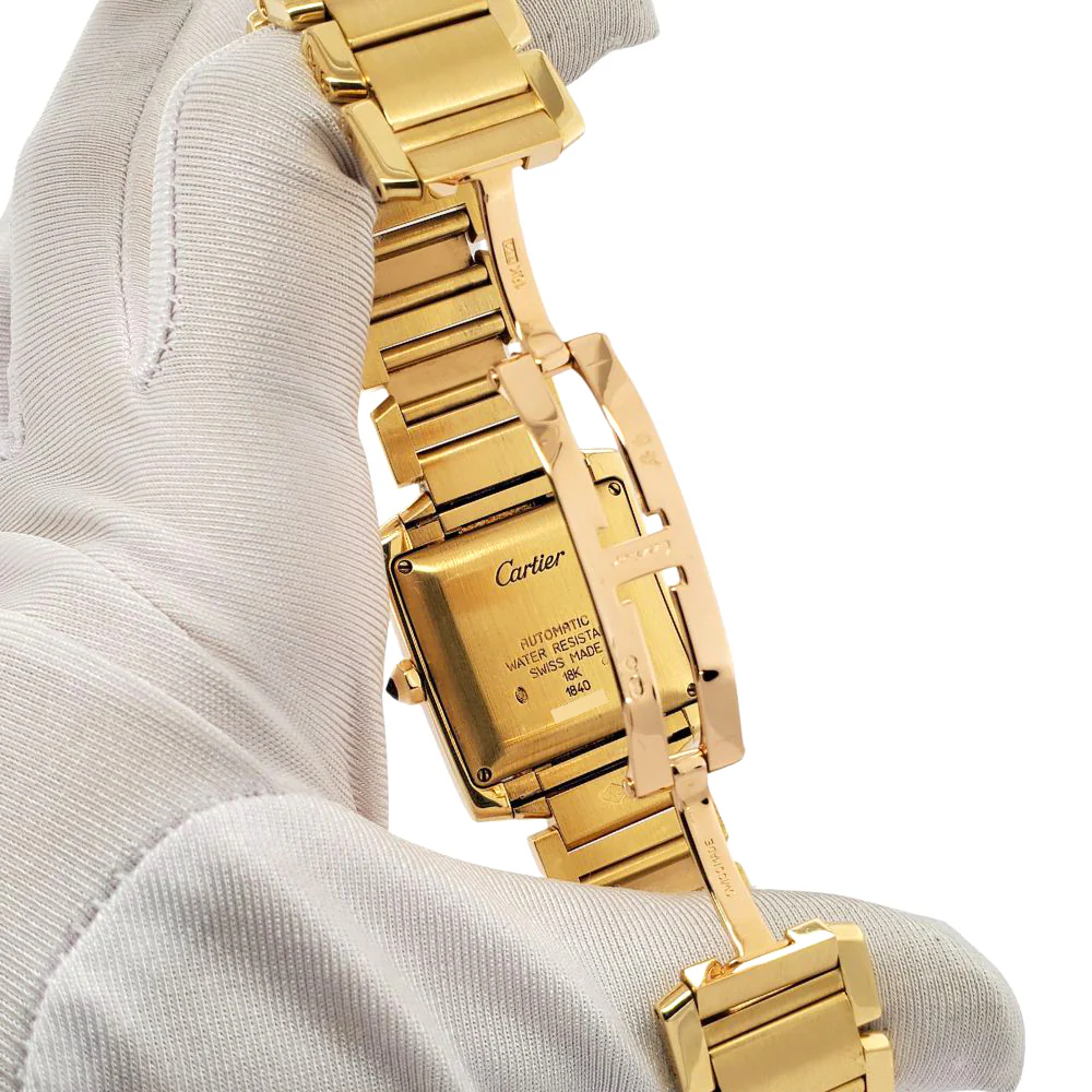 Cartier Large Tank Francaise 28MM Yellow Gold Roman Dial Watch 1840 - Image 5