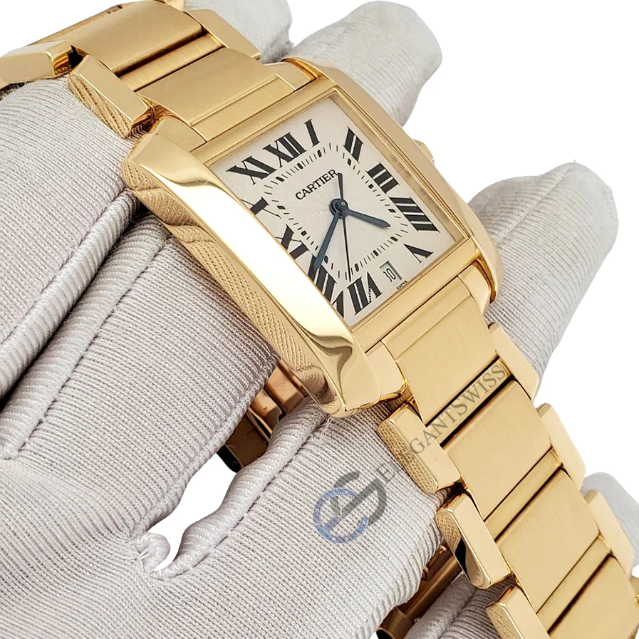 Cartier Large Tank Francaise 28MM Yellow Gold Roman Dial Watch 1840 Box Papers - Image 2
