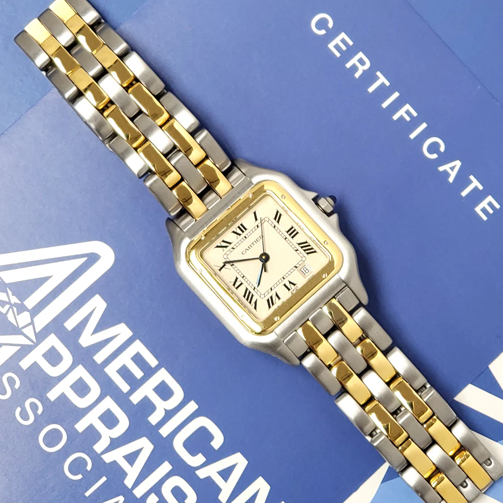Cartier Panthère Date 26mm Roman Dial Yellow Gold/Steel Quartz Lady Watch 1100 W25028B8 - Image 4