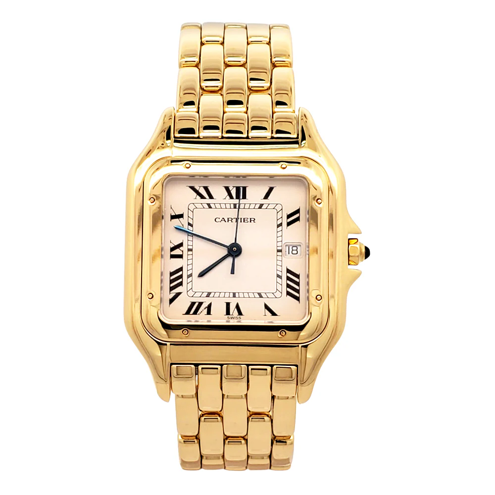 Cartier Panthere White Roman Dial Large 27mm Yellow Gold Quartz Watch W25014B9 - Image 4