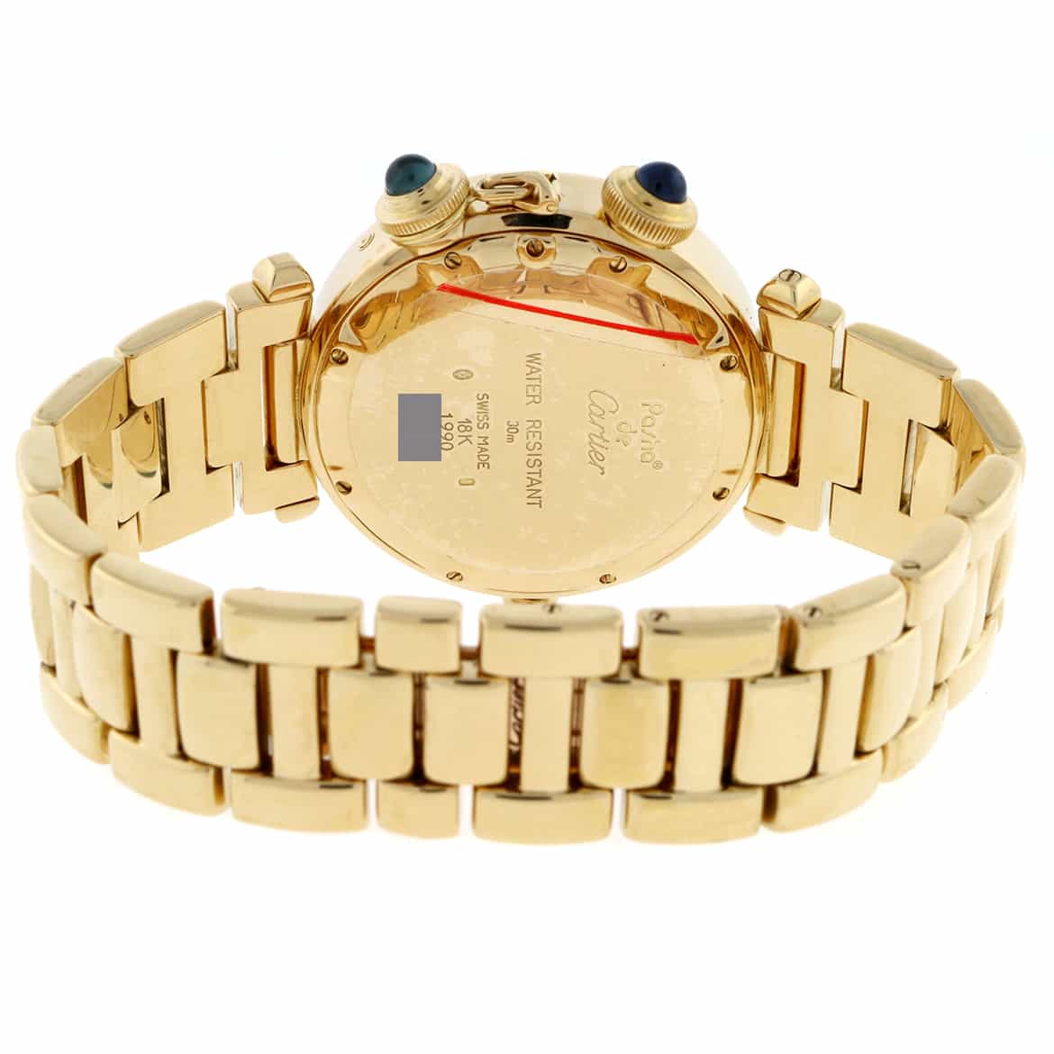 Cartier Pasha 18K Yellow Gold Alarm Moon Phase Blue Dial 38MM Mens Watch 30011 - Image 8