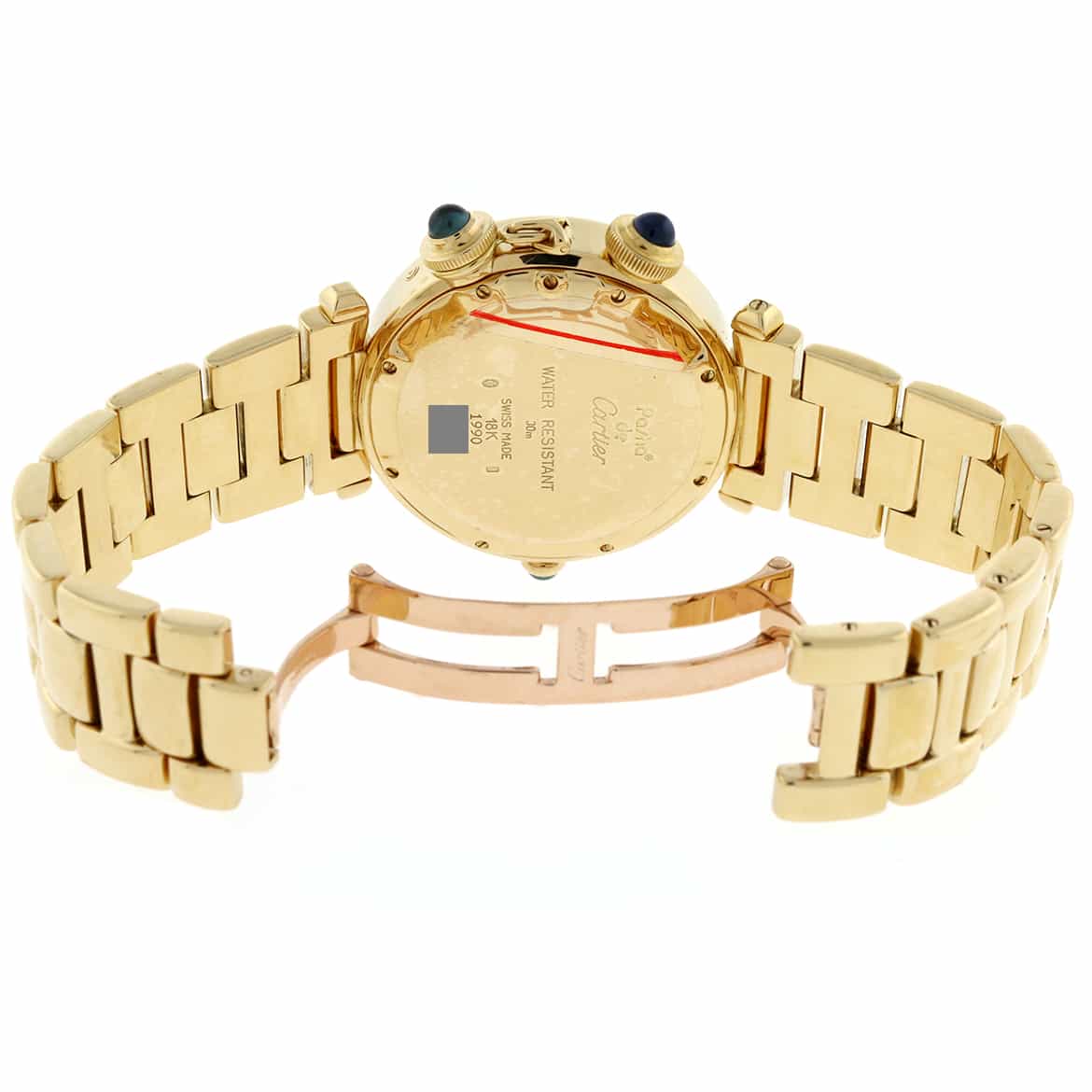 Cartier Pasha 18K Yellow Gold Alarm Moon Phase Blue Dial 38MM Mens Watch 30011 - Image 9