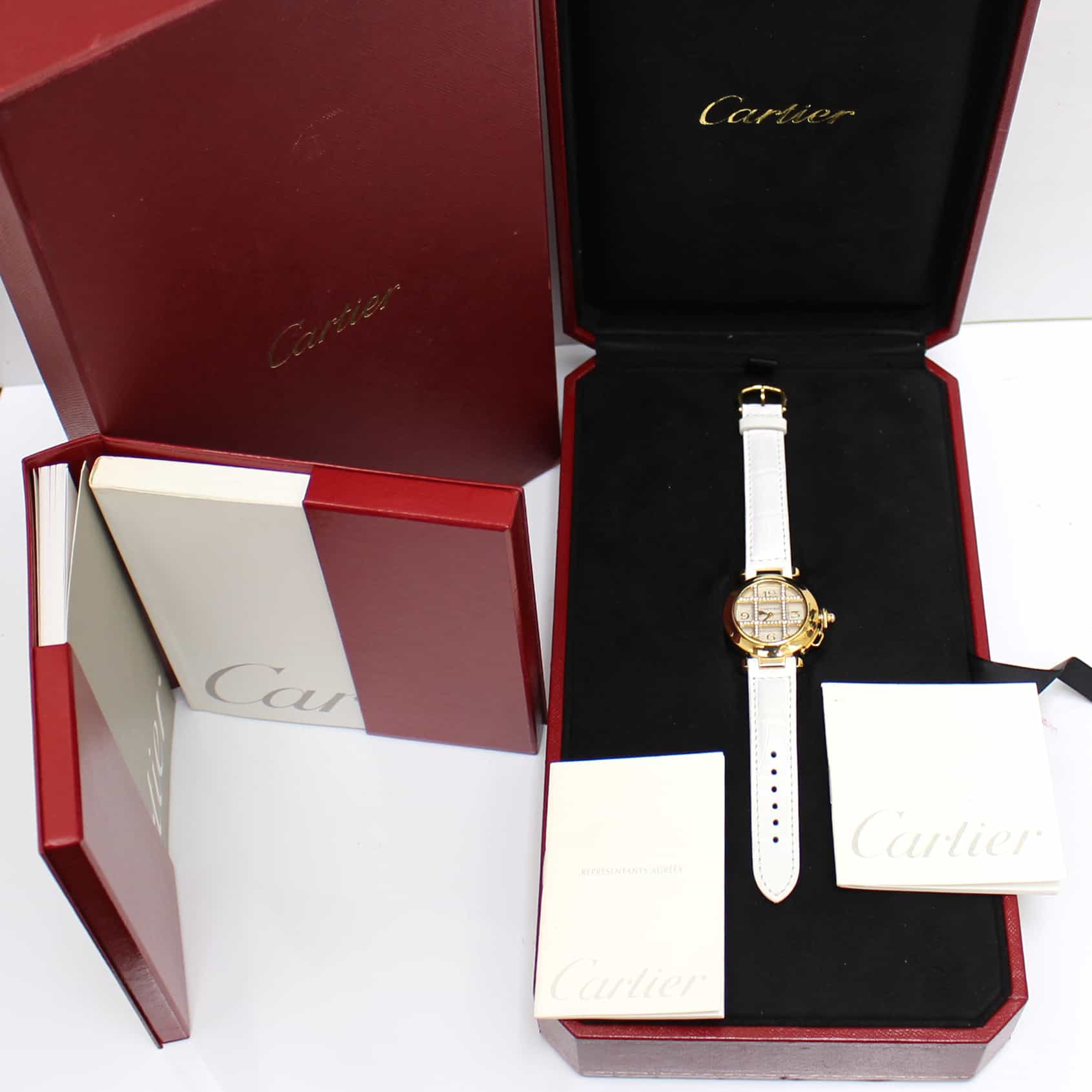 Cartier Pasha 18K Yellow Gold Diamond Grid 32MM Automatic Ladies Watch WJ11951G - Image 3