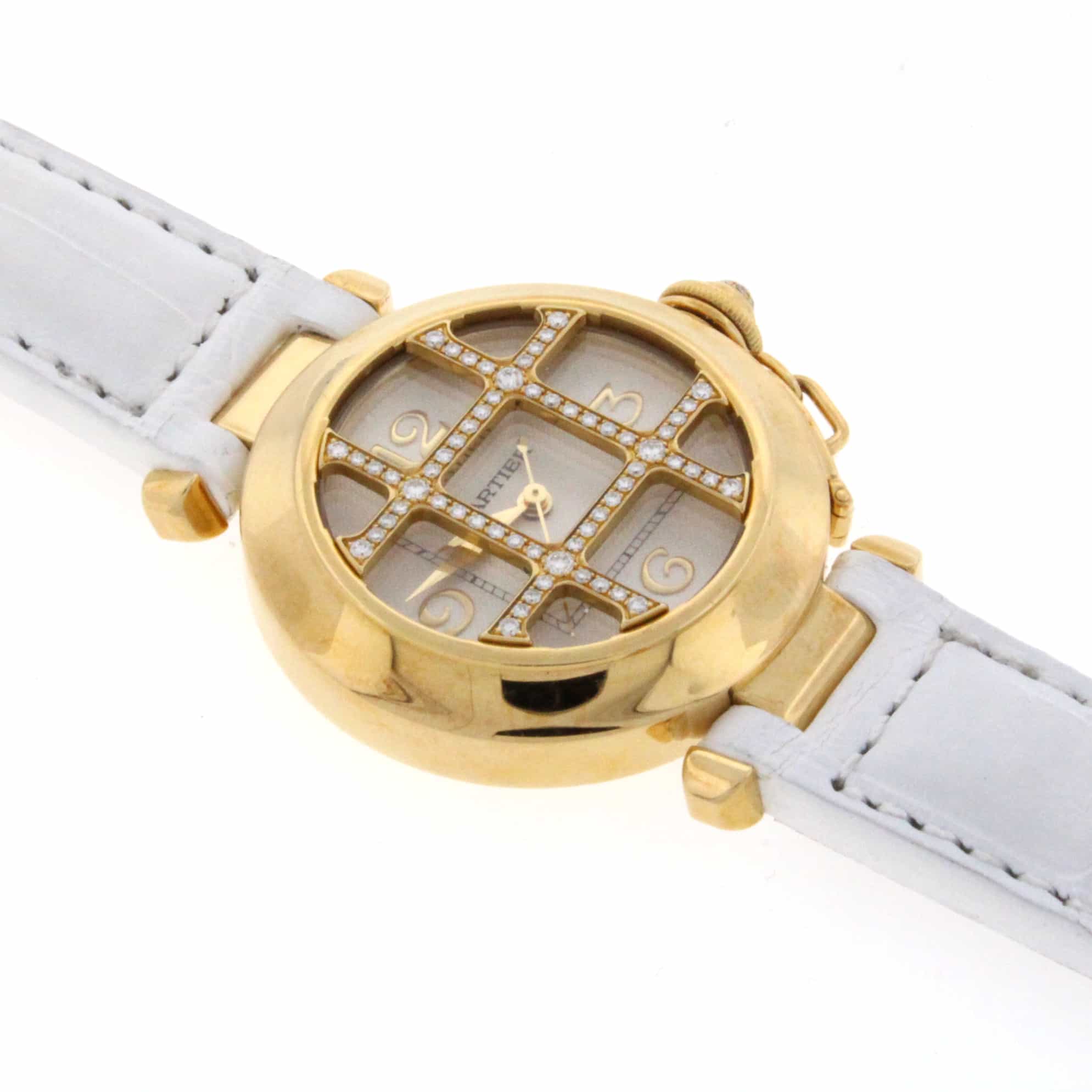 Cartier Pasha 18K Yellow Gold Diamond Grid 32MM Automatic Ladies Watch WJ11951G - Image 8