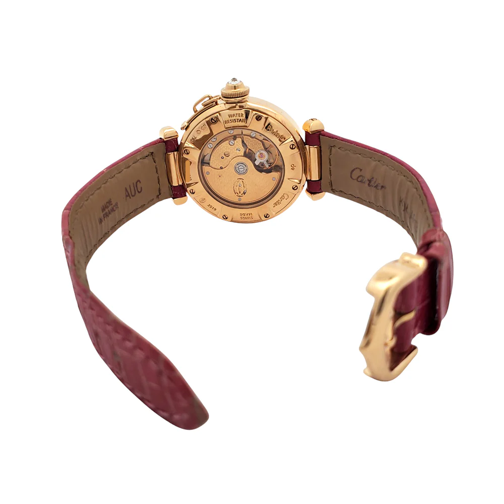 Cartier Pasha 32mm Factory Silver Diamond Dial Yellow Gold Watch 2519 Box Booklet - Image 6