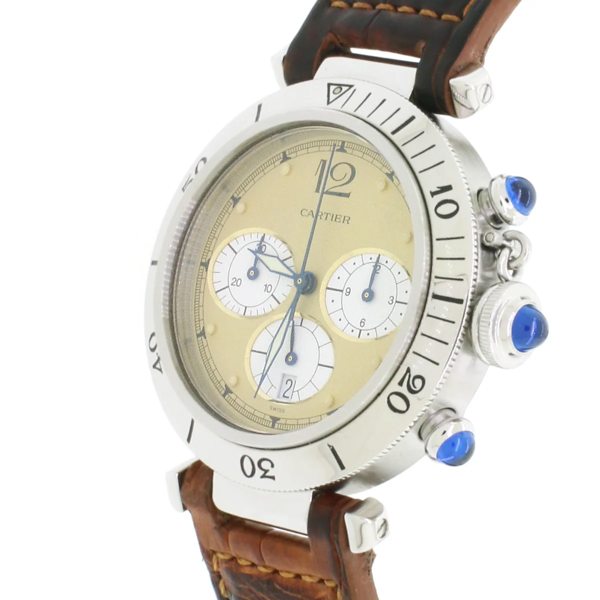 CARTIER Pasha 38 Chronograph Steel Quartz Mens Watch W3100355 - Image 4