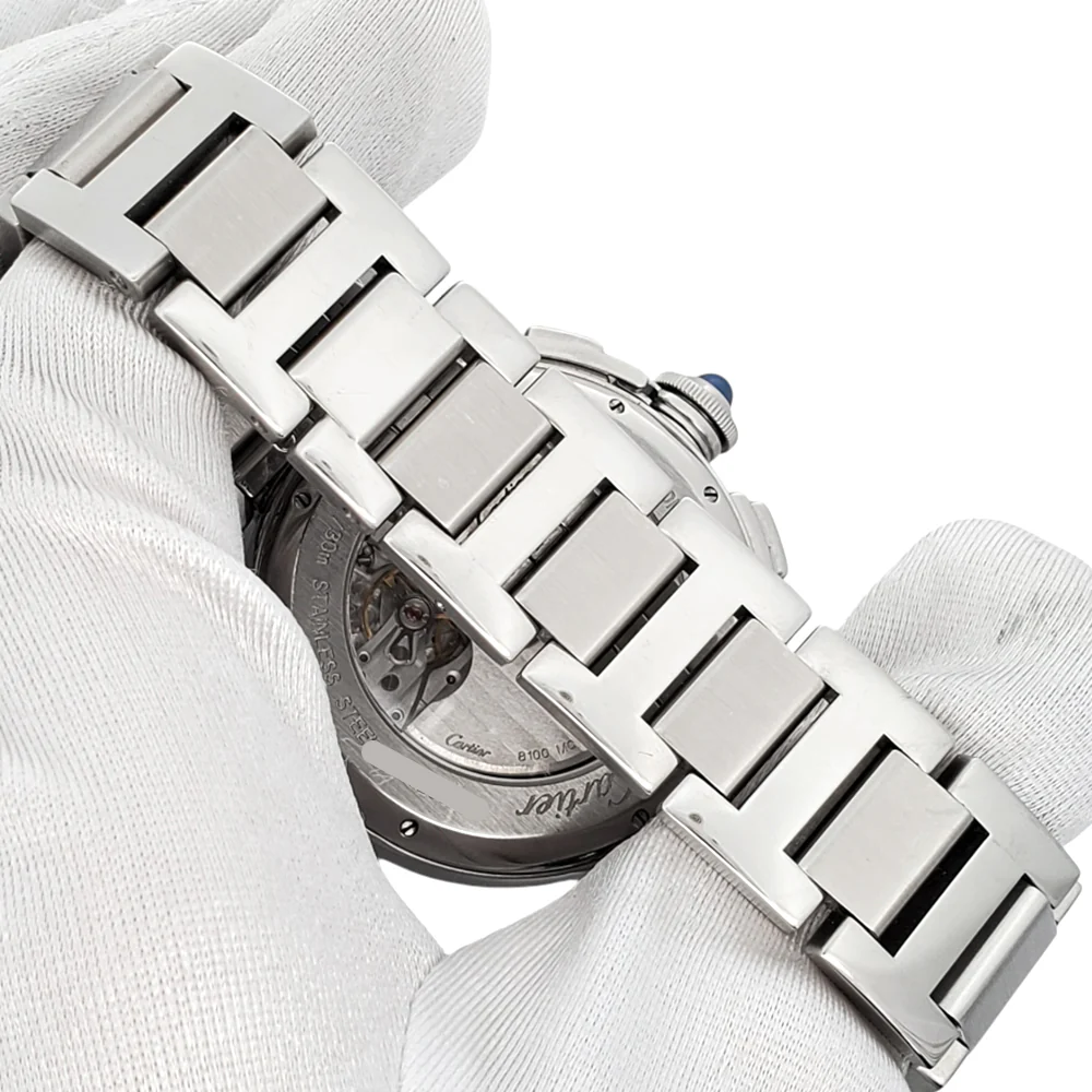 Cartier Pasha 42mm Chronograph Steel Mens Watch W31085M7/2860 Papers - Image 5