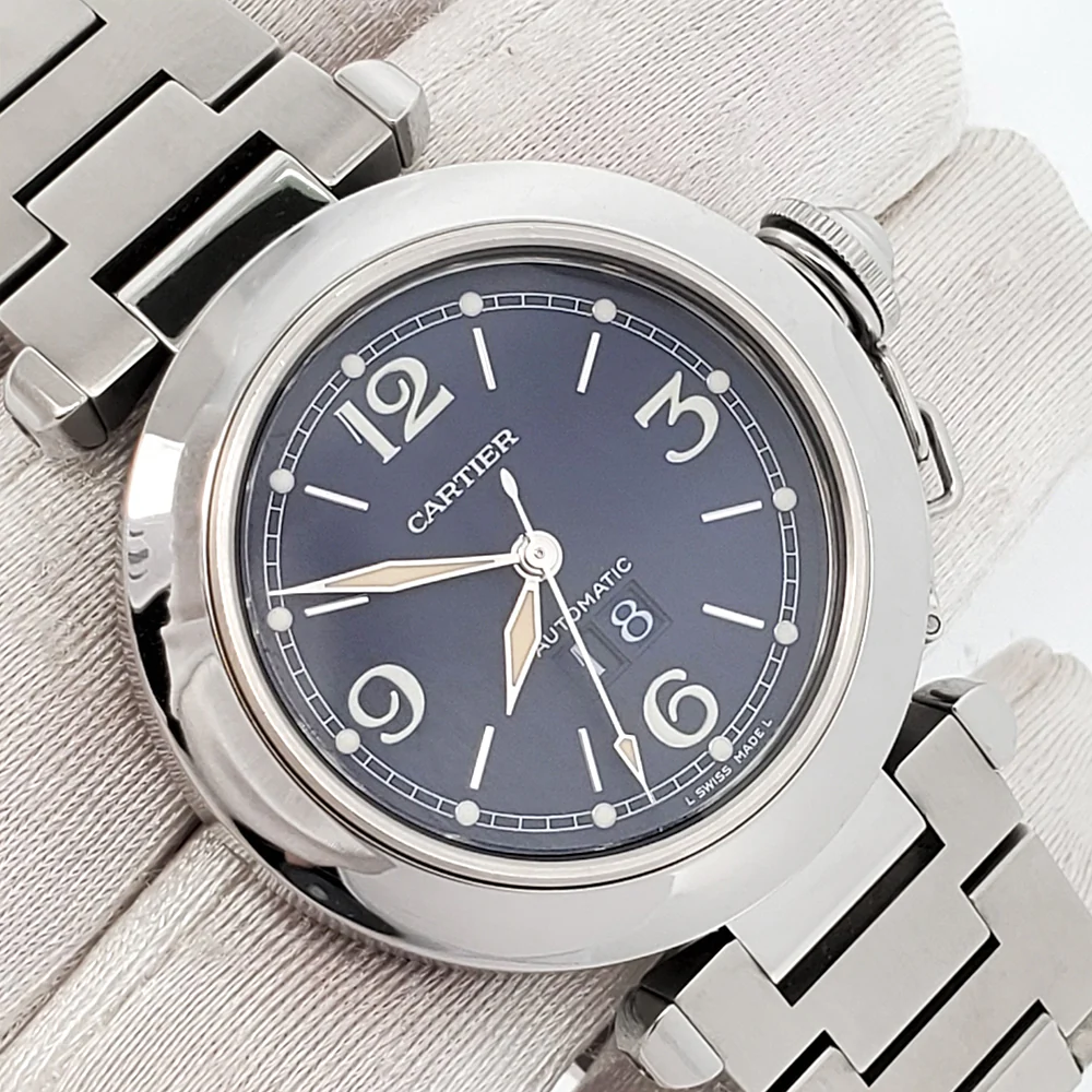Cartier Pasha C Big Date 35mm Blue Dial Steel Watch 2475 W31047M7 - Image 2