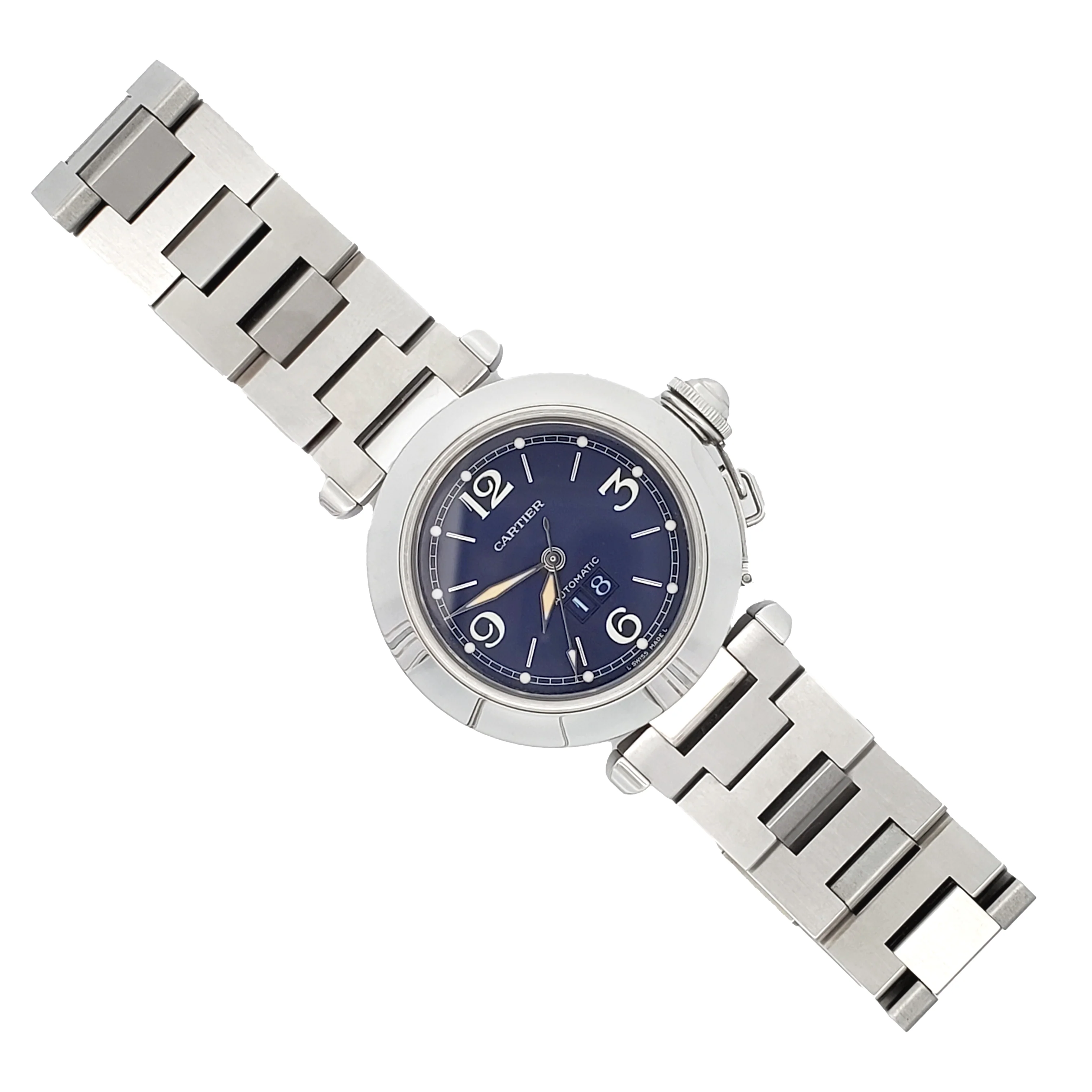 Cartier Pasha C Big Date 35mm Blue Dial Steel Watch 2475 W31047M7 - Image 3