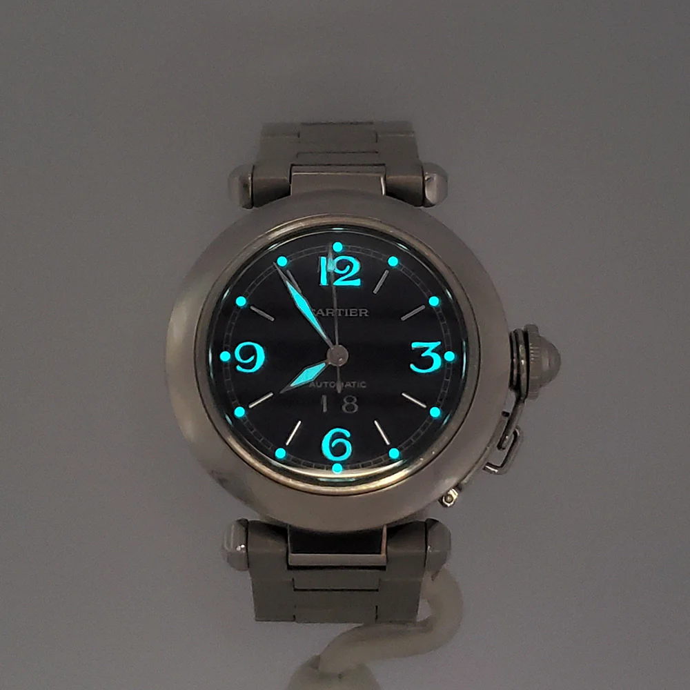 Cartier Pasha C Big Date 35mm Blue Dial Steel Watch 2475 W31047M7 - Image 7