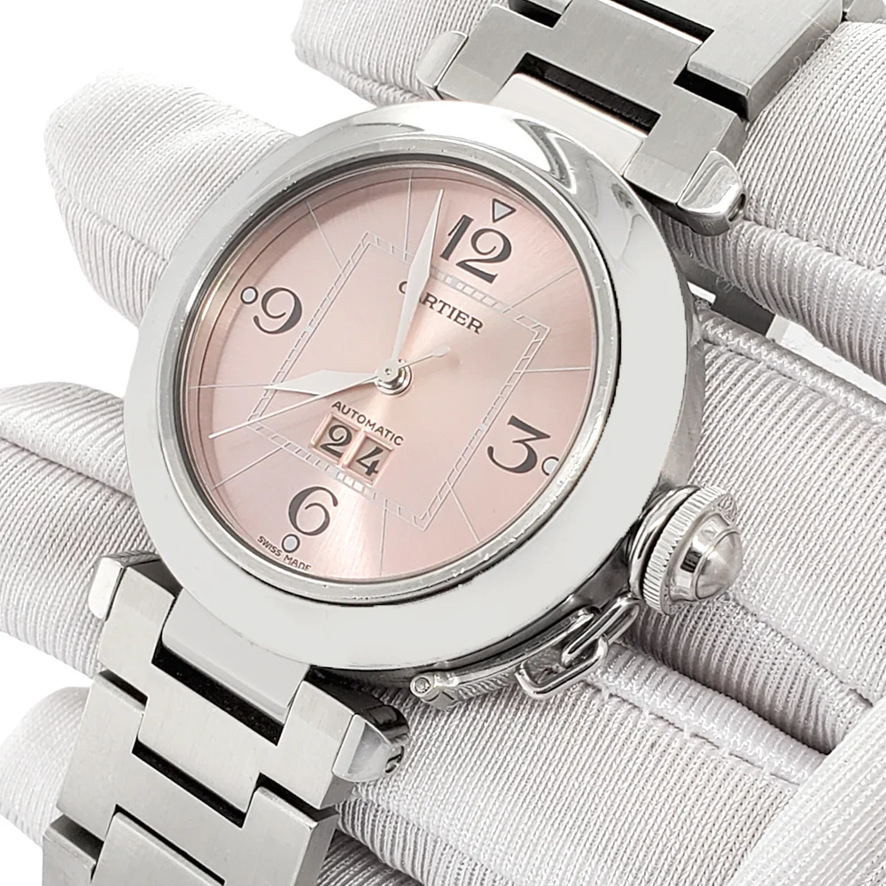 Cartier Pasha C Big Date 35mm Pink Dial Stainless Steel Watch 2475