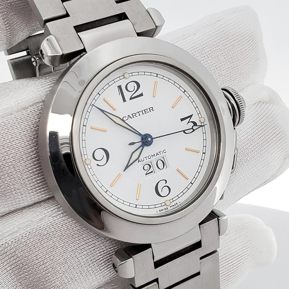 Cartier Pasha C Big Date 35mm White Dial Stainless Steel Watch 2475 - Image 2