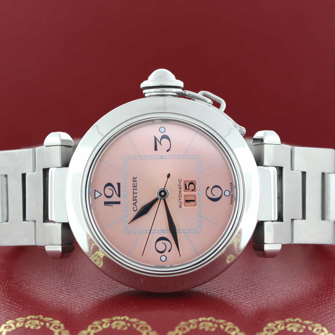 Cartier Pasha C Big Date Pink Dial 35mm Automatic Stainless Steel Watch W31075M7 - Image 2