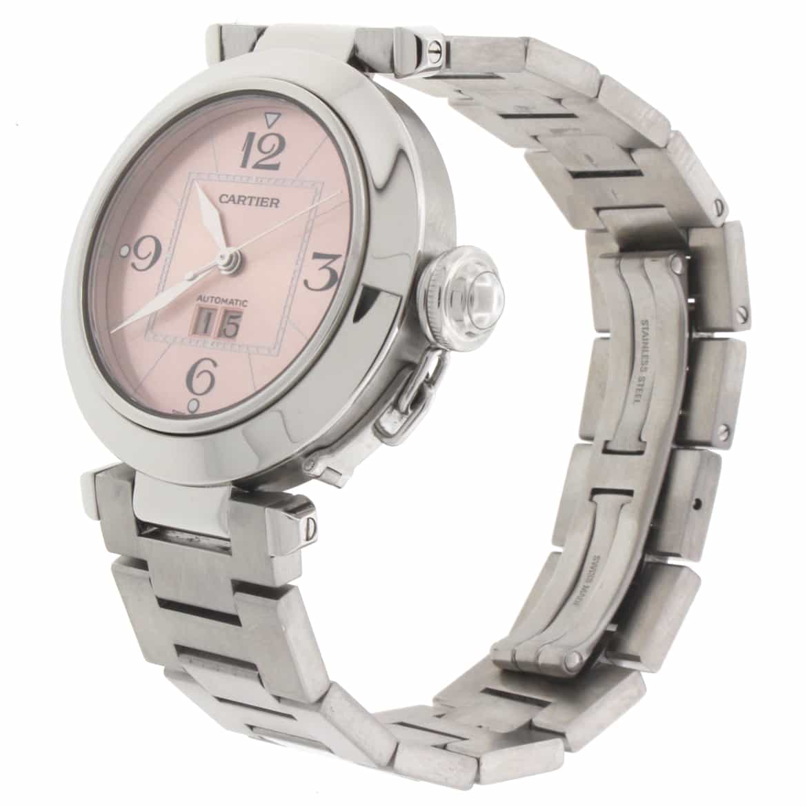 Cartier Pasha C Big Date Pink Dial 35mm Automatic Stainless Steel Watch W31075M7 - Image 7