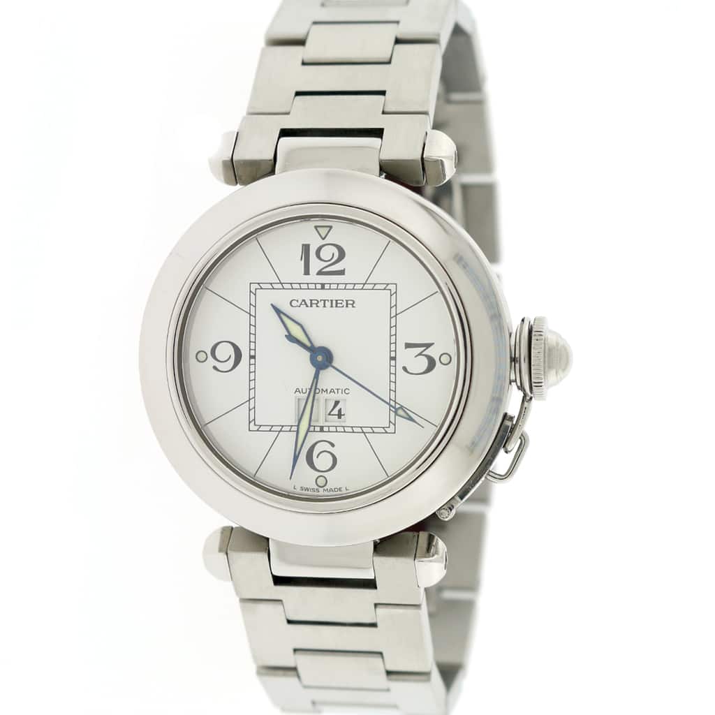 Cartier Pasha C Big Date White Dial 35MM Automatic Stainless Steel Mens Watch W31044M7