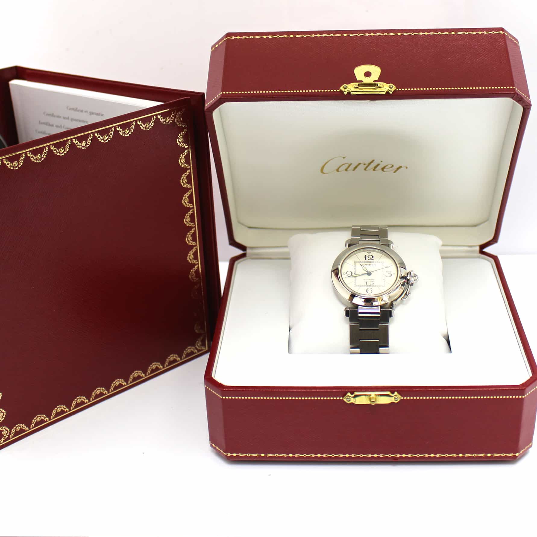 Cartier Pasha C Big Date White Dial 35MM Automatic Stainless Steel Mens Watch W31044M7 - Image 3